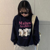 Simple Letter Printed Round-Neck Long-Sleeved Hoodie For Women In Autumn And Winter