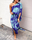 Znbbw Independent Station Sexy And Fashionable Style Oblique Shoulder Single-Sleeved Dress