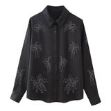 Znbbw Street Style Beaded Embroidered Shirt With Beaded Embroidered Pants In Spring 2024