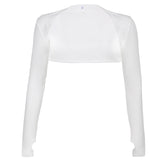 2025 New Summer Fashion Women's Wear Ultra-Short Solid Color Slim Long-Sleeved Sunscreen Jacket