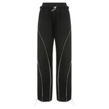 2025 Summer New Style Spice Girls Fashion, Energetic, High-Waisted Elastic Belt, Pull-Rope Sport Pants