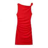 Znbbw New Street Style One-Shoulder Pleated Dress 5039336