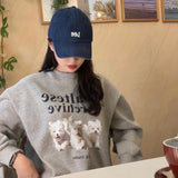 Simple Letter Printed Round-Neck Long-Sleeved Hoodie For Women In Autumn And Winter