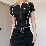 2024 Summer New Style Street Ins Fashion Trend Spice Girl Skinny Locomotive Style Embroidered Blouse