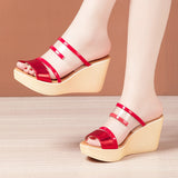 Women With High Heels And Flip-Flops Wear 2025 New Summer Muffins With Thick Soles, Fish Mouths, Fashionable, Big-Size Flip-Flops