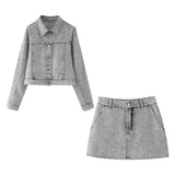 Znbbw New Artificial Pearl Denim Jacket 5862065 Miniskirt 5862066