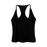 Hot Girl Style Black I-Shaped U-Shaped Collar With Sling Vest Outside Wearing Short Slim And Slim Blouse Woman