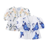 Znbbw Spring Lapel Lace Printed Shirt Blouse