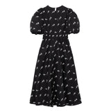 Znbbw New Embroidered Bubble Sleeve Poplin Dress With Waist Length 7901865