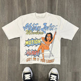 Znbbw Loose Y2k Top Happy Hip Hop Print Short-Sleeved Goth T-Shirt Lovers' Sweatshirt Men's Wear