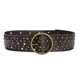 Spicy Girls Fashionable Retro Rivet Ring PU Leather Belt 2024 Sexy Waist Elastic Waist Seal Accessories Belt