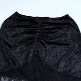 Znbbw Autumn New Sexy Perspective Embossed Skirt Dark Style Velvet Lace Spliced Half Skirt Girl