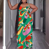 Znbbw Summer Fashion Leisure Sexy Print Suspender Dress