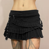 2024 Summer New Personality Street Fashion Trend Splicing Tie With Dark Wind Pleated Skirt