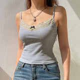 New Spice Girl Style Fashion Knitted Lace Spliced Round Collar Navel Vest In Summer 2025