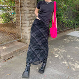 2025Ins Online Celebrity Romantic Holiday Style Double Plaid Long Skirt Shows The Trend Of Slimming