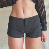 Simple Spice Girl Low Waist Striped Suit Shorts Tight Show Thin Street All Kinds Of Straight Woven Casual Trousers