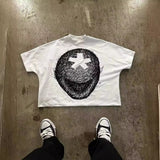 Znbbw Men's T-Shirts Y2K Top 2024 Gothpunk Graphic Print 0Versized Shirts For Men And Women