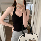 The Sexy Hot Girl Hangs The Neck Suspenders The Vest The Female Summer New Design Feeling Wrinkles The Waist To Show The Thin Inside Wears The Jacket