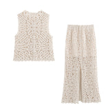 Znbbw Knitted Dress Crocheted Blouse Crocheted Half Skirt Suit