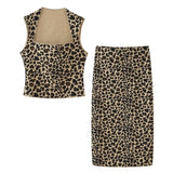 Znbbw Summer Animal Print Knitted Blouse 5584202 Half Skirt 5584203