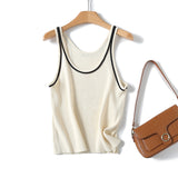 Znbbw Basic Round Collar Sling Sleeveless Knitted T-Shirt In Spring