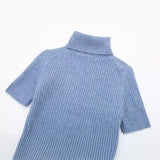 Znbbw New Short-Sleeved High-Necked Jumper Slim Short-Style Knitted Sweater 2142206