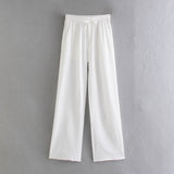 Znbbw New Pocket Pendent Loose Shirt Elastic Waist Pant Suit