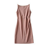 Znbbw New Spring Style One-Word Pleated Solid-Color Dress Sexy Sling Hip Skirt
