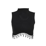Znbbw Summer 2024 New Vest Dark Wind Moon Chain Small High-Necked Sleeveless Top Girl