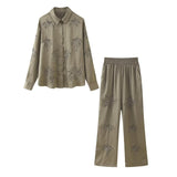 Znbbw Street Style Beaded Embroidered Shirt With Beaded Embroidered Pants In Spring 2024