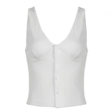 Hot Girls Sexy Temperament Row Button V Collar Waist Show Thin Sling Vest Women Pure Sexual Feelings To Wear A Small Coat