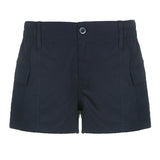 2024 Summer Hot Girls Street Retro To Make Old Low-Waisted Asymmetrical Pocket Tooling Woven Casual Shorts