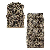 Znbbw Summer Animal Print Knitted Blouse 5584202 Half Skirt 5584203