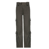 Street Hot Girls 2024 Summer Low-Waisted Double-Row Fashion Artificial Multi-Pocket Denim Casual Pants