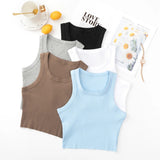 Znbbw New Round Collar Solid Color Sports Short Blouse With A Slimmed Edge, A Small Vest.