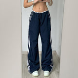 Street Sports Ribbon Color Casual Pants 2024 Spring And Summer New Elastic Waist Belt Loose Wide-Leg Trousers Tide
