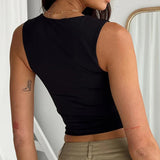 2024 Chinese New Year Women's Wear Street Spicy Style Fashion Square Collar Basic Slim Sleeveless Vest Woman