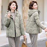 Down Cotton Padded Jacket Women's Warm Cotton Padded Jacket 2024 New Fashion Solid Color Can Take Off The Hat Short Jacket