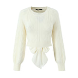 Znbbw New Street Style Open-Back Knitted Sweater In Autumn Is Tied With A Bow.