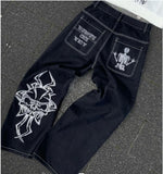 Znbbw Wide-Legged Jeans Jnco Street Hip-Hop Personality Y2K Straight Casual Pants