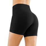 Znbbw Shorts Solid Color High Waist Pocket Hip Tight Three-Point Hot Pants Running Training Fitness Shorts
