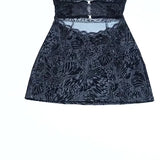 Znbbw Autumn New Spicy Girls Sexy Slim Hip Skirt Fashion Flocking Lace Hollowed-Out Dress Woman