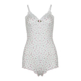 Small Sexy Pure Style Small Broken Flower V-Collar Tight Show Thin Sleeveless Girl Suspender Jumpsuit 2025 Autumn New Style