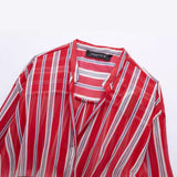 Znbbw Spring Style Knot Striped Translucent Long-Sleeved Shirt 3333244