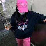 Simple Letter Printed Round-Neck Long-Sleeved Hoodie For Women In Autumn And Winter