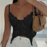 2024 European Spring And Summer Women's Wear Ins Network Celebrity Street Hot Girl Lace V Collar Small Vest Girl
