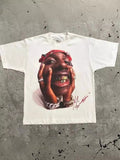 Znbbw Men's T-Shirts Retro Portraits Print Short-Sleeved T-Shirts Y2k Gothic Harajuku Hip-Hop Couple Relaxed