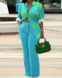 Znbbw New Women's Fashion And Leisure Printed Long-Sleeved Trousers Suit