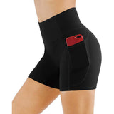 Znbbw Shorts Solid Color High Waist Pocket Hip Tight Three-Point Hot Pants Running Training Fitness Shorts